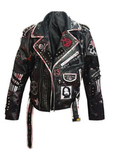 Brando Personalized Spiked Jacket, Steampunk Patches Conical Studs Jacket, Motorbike Handmade Shoulder Epaulets Jacket, Men Gothic Jacket,